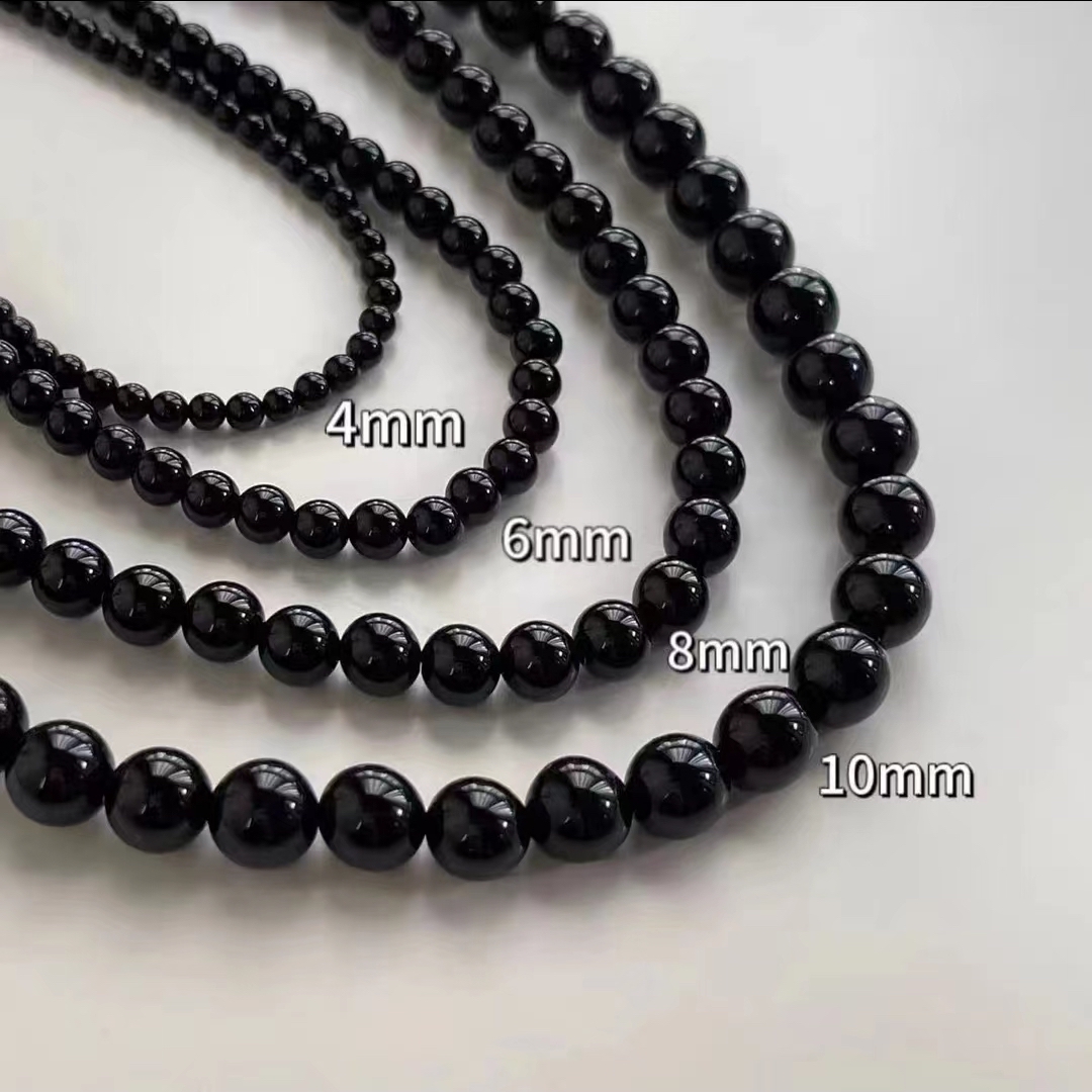7A級(jí)天然黑色瑪瑙串珠圓珠項(xiàng)鏈fever同款2024新爆款黑珍珠鎖骨鏈