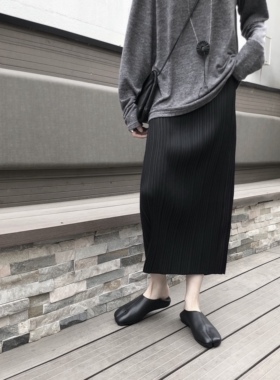 TAI__独家定制三宅褶皱 小众暗黑风百褶显瘦半身裙松紧纸片人夏