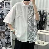 2026新款短袖衬衫腰果花拼色港风宽松大码休闲衬衣M-5XL-CS10-P38，男装T恤，星座417-1（原电商B245）