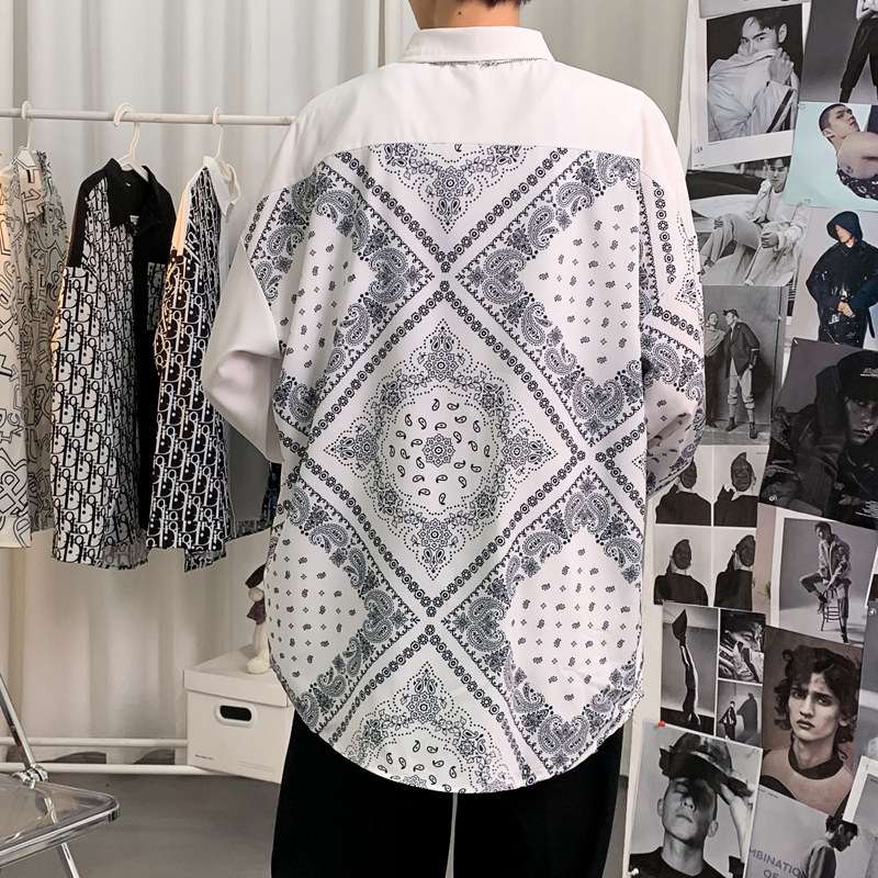 春季2026新款海报景港风大码腰果花拼接男女衬衫M-5XL-CS002-P40,男装衬衫,星座417-1（原电商B245）
