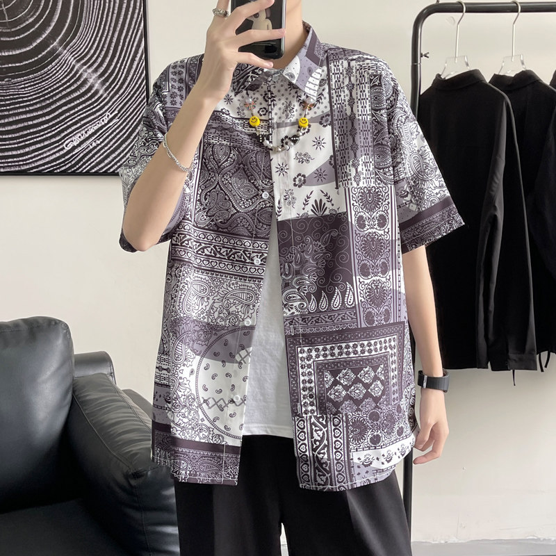 2026新款短袖衬衫港风宽松大码休闲衬衣M-3XL-CS07-P38,男装T恤,星座417-1（原电商B245）