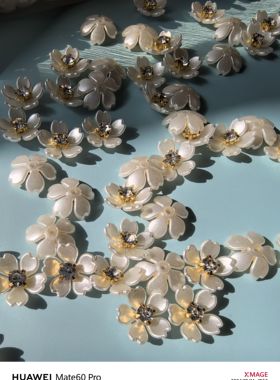 有钱花diy材料四叶花古风金色银色花芯饰品配件新娘团扇婚纱辅料