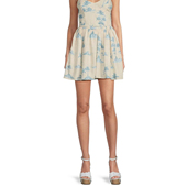 清仓美国直邮清仓GIANNI BINI55%亚麻褶皱吊带短裙有内衬不换不退