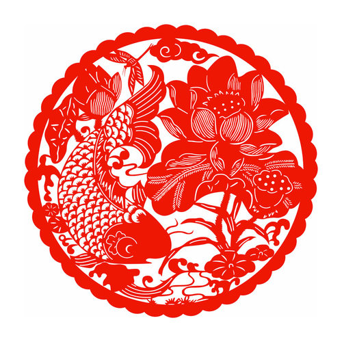 鱼窗花静电贴纸新年剪纸