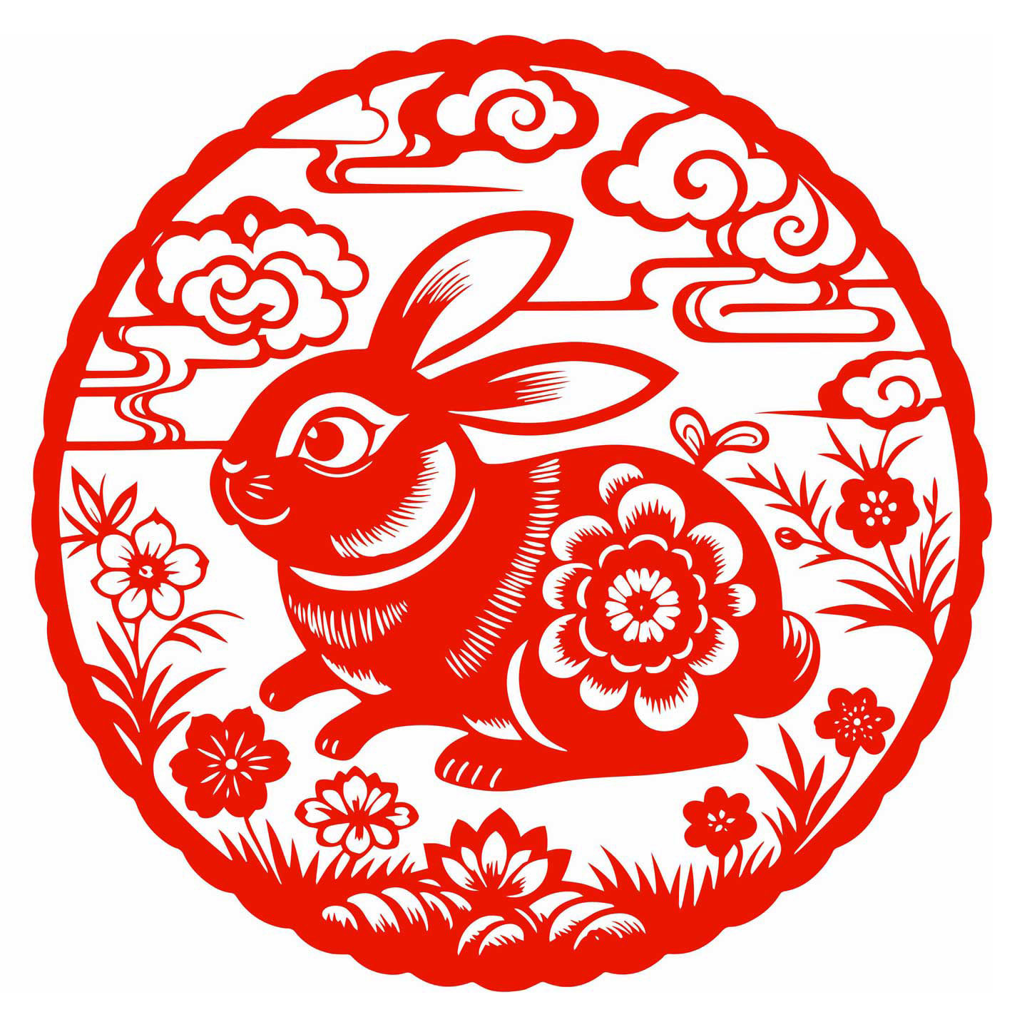 小兔子窗花12生肖兔静电贴纸剪纸阳台玻璃门贴窗贴双面红色水贴
