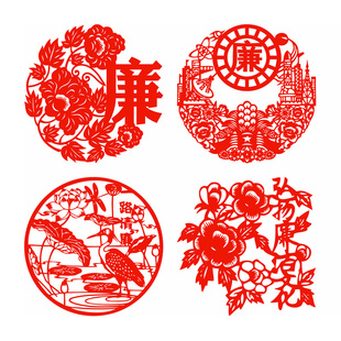 弘扬廉洁文化窗花静电贴纸玻璃门贴画党建宣传双面红色窗户擦水贴