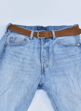 Another25ss 3cm翻毛皮 黄铜带扣腰带