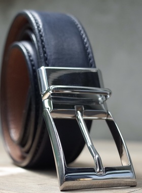 奢侈意大利手工皮带男士商务正装针扣腰带头层牛皮黑色 棕色