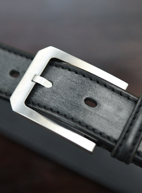 another classic英国马具皮双面缝制正装腰带 3.5cm 不锈钢防过敏