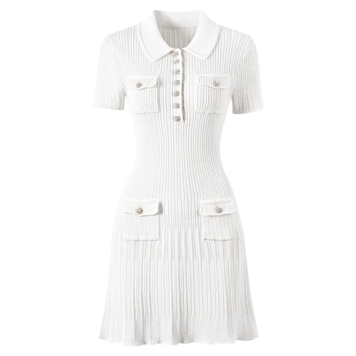 高版本2025年夏季新款款气质短袖小香风翻领连衣裙短款针织裙子