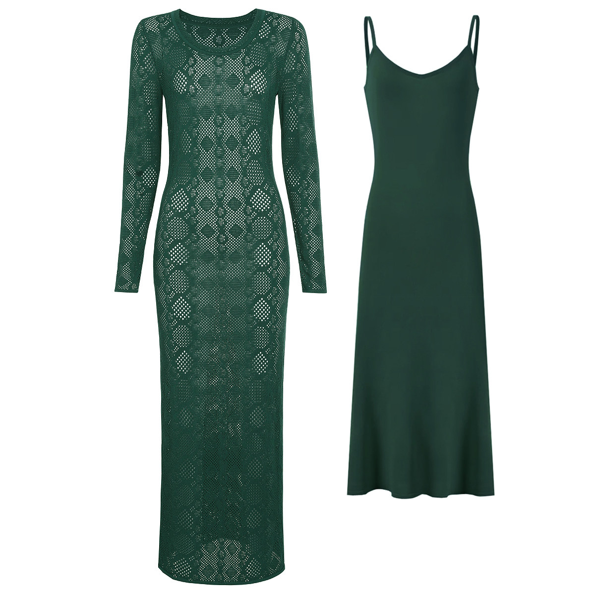 南油高品质秋季新款时尚针织修身显瘦蕾丝圆领长袖连衣裙+吊带,女装/女士精品,时尚套装,淘宝优惠券,粉丝福利购,淘宝优惠卷