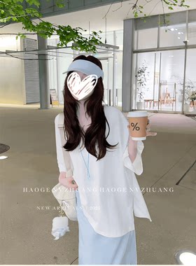 慵懒风休闲设计感纯色显瘦T恤