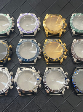 改装表壳配件不锈钢陶瓷圈口金色黑色钢色适配VK63三眼石英机芯