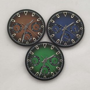 手表配件渐变三色表盘 29.5MM字面+指针绿夜光只适合VK63石英机芯