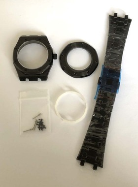 整套带内影黑色表壳41mm精钢表带 适合装NH35/36机 蓝宝镜面