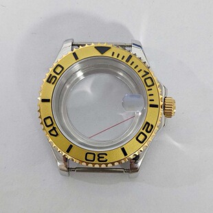 手表配件40mm不锈钢密底游艇表壳双向转动蓝宝玻璃适NH35/36机芯