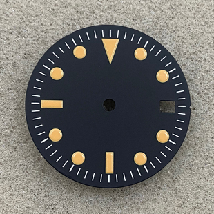 改造手表配件28.5MM黑橙字面单日历表盘绿夜光适合8215/2813机芯