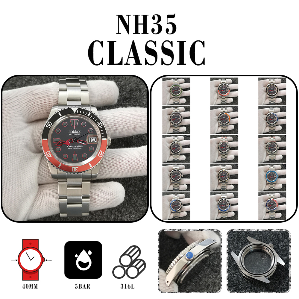 BOMAX男士手表 316L不锈钢材质外壳 亚克力表蒙 装配日本NH35机芯