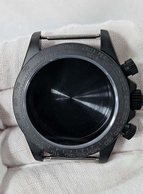 手表配件39MM磨砂精钢黑表壳PVD蓝宝玻璃只适合VK63石英机芯