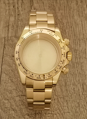 新款手表配件 39MMPVD金色精钢表壳+精钢表带 只适合VK63石英机芯