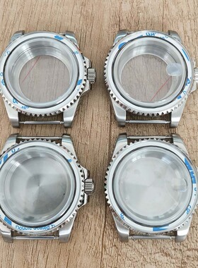 改装手表配件 40MM水鬼精钢表壳透底密底蓝宝 适合NH34/35/36机芯
