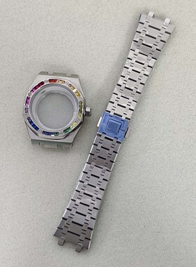 新款彩砖41mm壳+表带蓝宝石玻璃适合装NH35/NH36/4R/7S机芯表配件