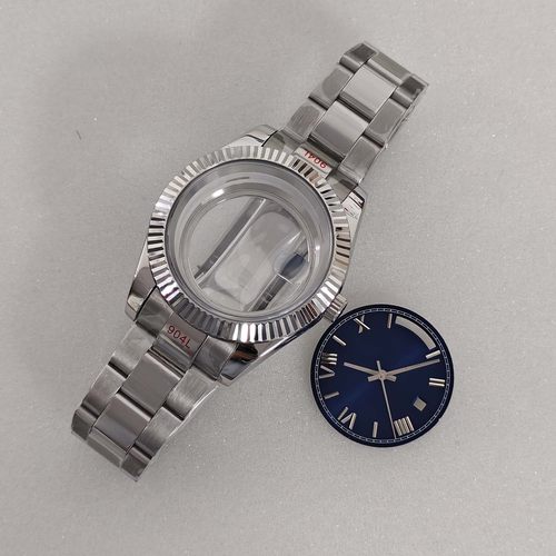 41mm牙圈表壳三株中光带透底放大镜蓝宝镜面适装8285机芯手表配件