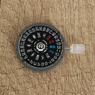全新精工NH36机芯 黑日历红蓝星期盘 组装手表原装双日历机械机芯