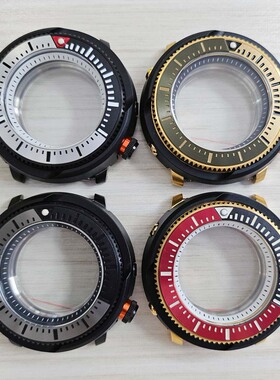 新款黑色间金45mm罐头表壳+黑白内影+圈口 可装NH35 NH36机芯