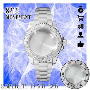 平波蓝宝镜面游艇表壳不锈钢表带40MM适合8215/8200/明珠2813机芯