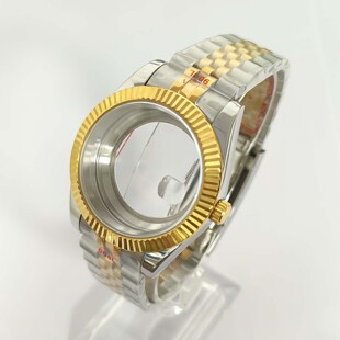 41mm间金狗牙圈表壳+带透底蓝宝镜面放大镜款适装8285机芯表配件