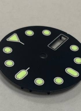 绿色 改装单双日历表盘 28.5mm 日本C3夜光 适合装NH35/NH36A机芯