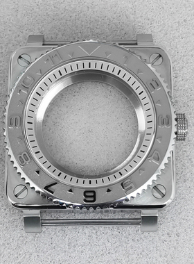手表配件42MM精钢方形表壳+蓝宝石玻璃+白色内影 适装NH35/36机芯