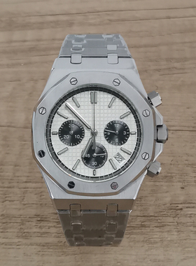 改装手表石英男士计时码表41mm精钢表壳+表带装日本vk63机芯