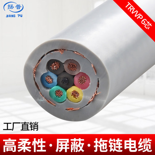 国标屏蔽高柔拖链电缆线TRVVP6/7芯0.75/1.0平方机器人编码软耐油 - 封面