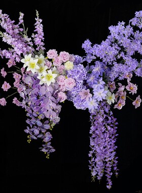 仿真花假花摆设紫色系花材玫瑰花束婚庆路引高端客厅餐桌装饰拍照