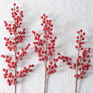 仿真花发财果冬青果红果新年福桶圣诞年宵花家居客厅餐桌假花摆件