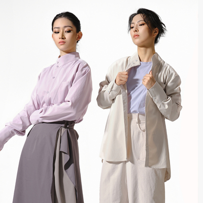 HUHUDANCE新品现代舞练功服舞蹈宽松立领演出衬衣胡沈员5008