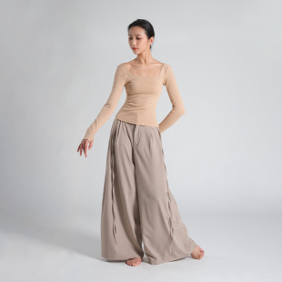 D348古典舞芭蕾上衣舒适棉方领高弹J教师螺纹长袖 女