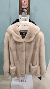 SP1919 水貂皮草外套年轻时尚 新款 进口天鹅绒貂皮大衣女整貂中长款