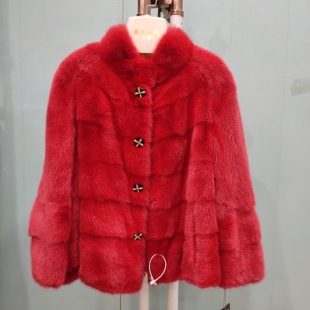 SP0966 潮流女装 红色横排立领 时尚