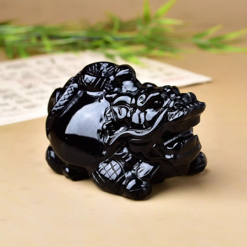 天然黑曜石玄武摆件家居办公装饰