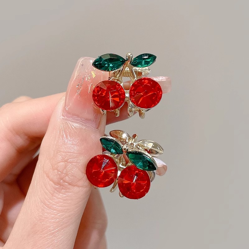 迷你樱桃小抓夹女高级感水钻发夹