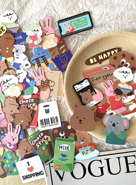 小红书同款100张Daily like手账贴纸韩系小熊ins风平板装饰防水贴