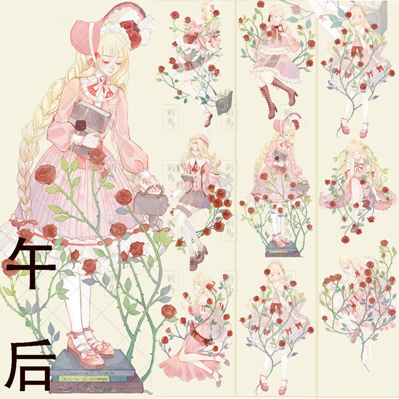 【祈鸟】午后 巫女事务所人物 少女加重特油花景和纸胶带分装