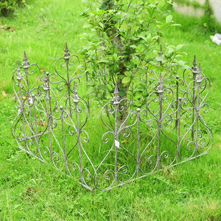 外单复古做旧铁艺地插式花园栅栏花坛围栏爬架植物爬藤架庭院隔断
