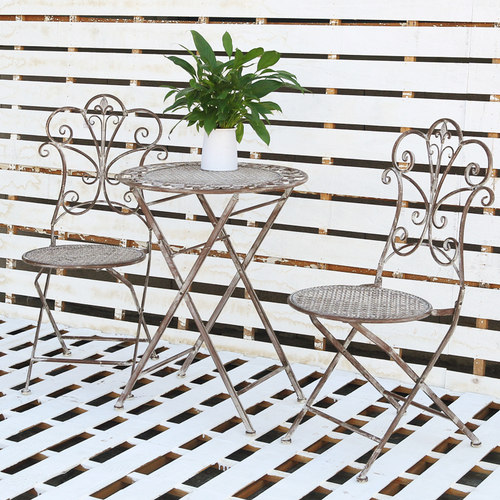 欧式复古户外折叠铁艺桌椅