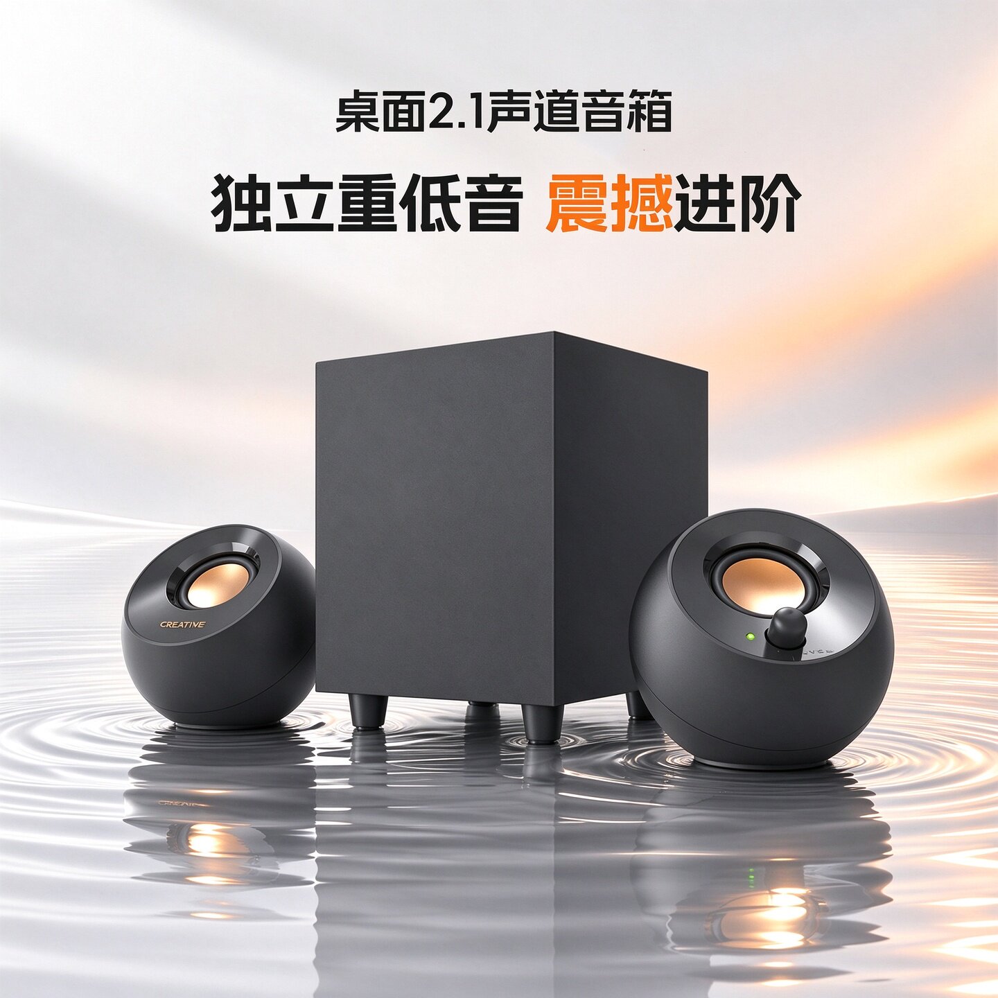 创新 Pebble Plus低音炮2.1桌面迷你小音响台式电脑专用有源音箱