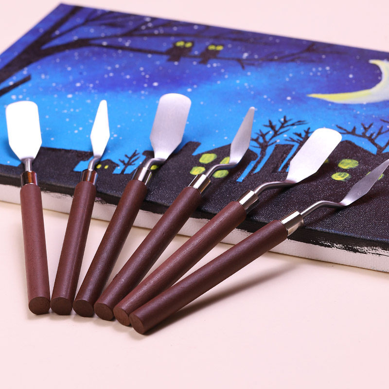 初学者水粉画油画铲子刮刀挑刀专业美术木柄丙烯颜料平头小尖头调色