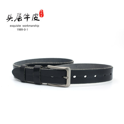 通用复古休闲风针扣手工牛皮腰带